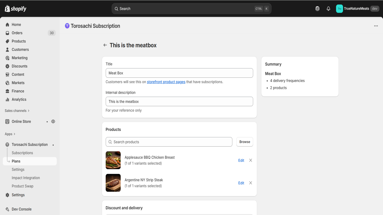 Create and edit subscription plan interface