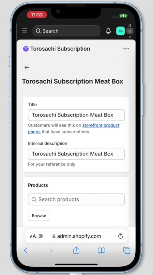 Subscription plan details mobile view