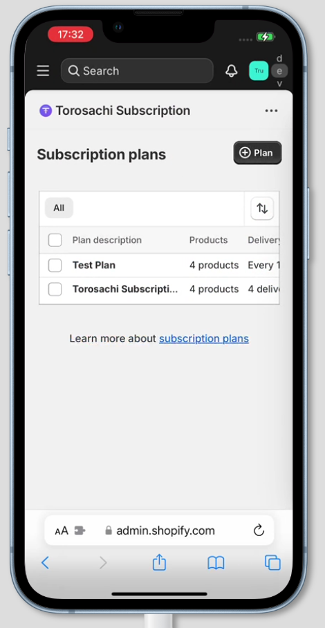 Subscription plans list mobile view